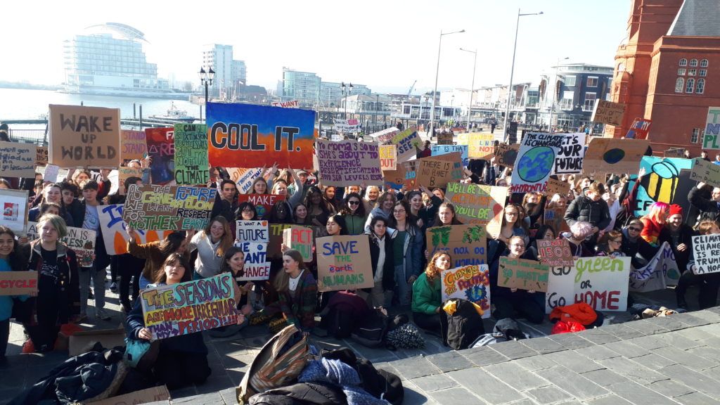 school strike 4 climate outside National Assembly for Wales