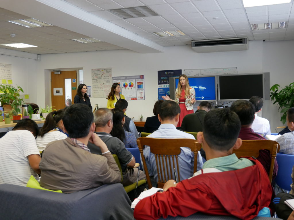 Sophie Howe speaking to a group