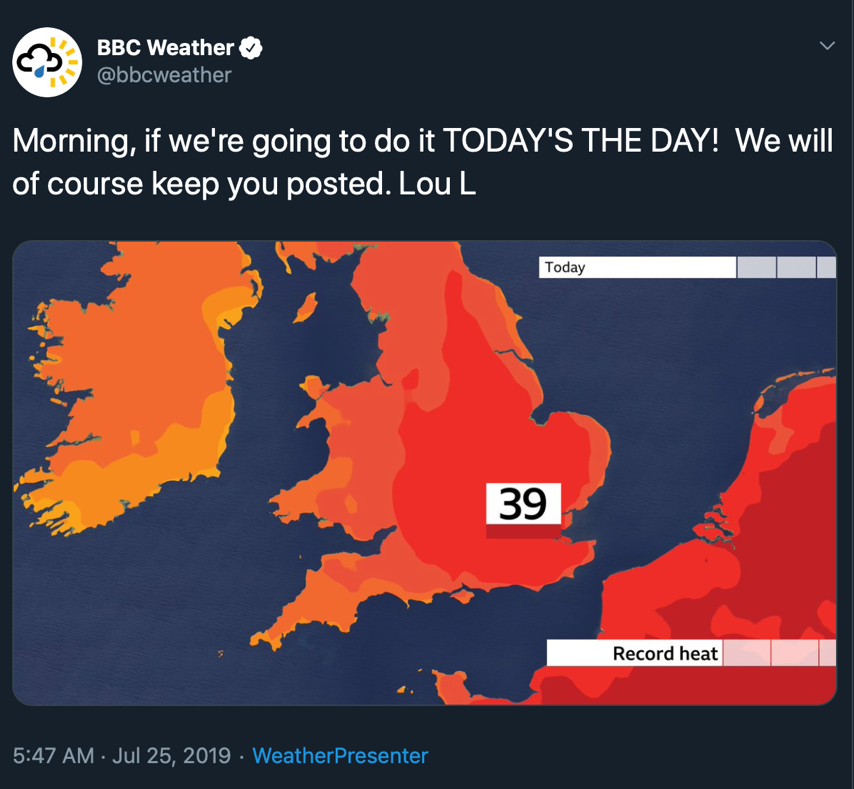 BBC Weather Tweet