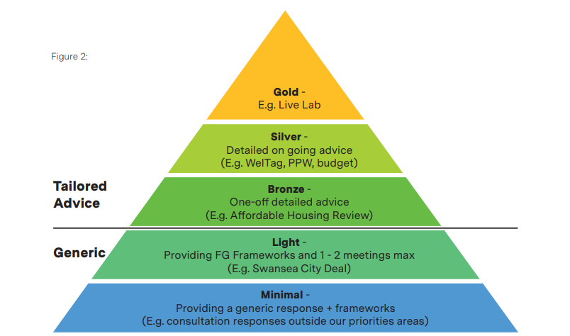 This pyramid shows the different levels of advice and assistance we offer