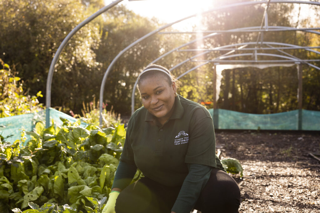 Woman in community allotment