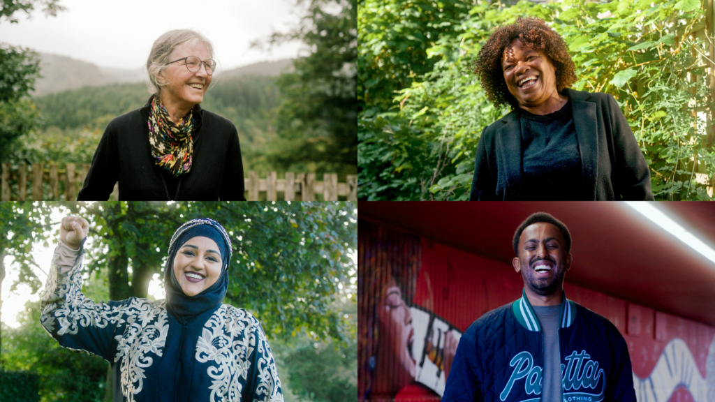 Collage of portraits of those featured in our Cymru Can video